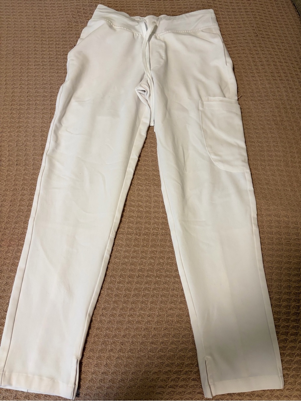 Women's White Straight-Leg Drawstring Pants